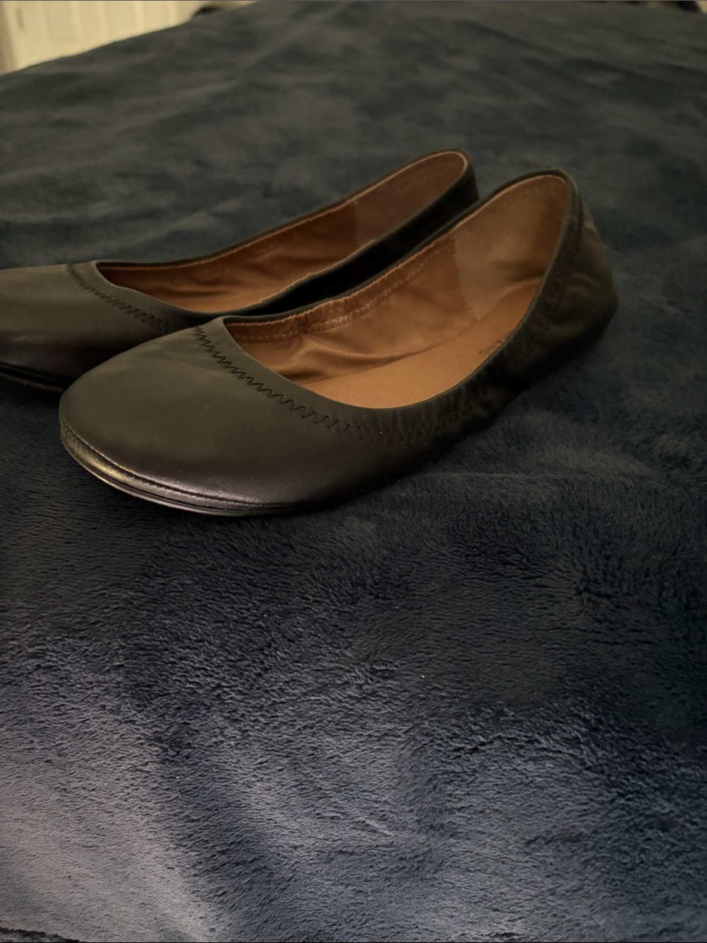 Lucky Brand Black Leather Slip-On Ballet Flats